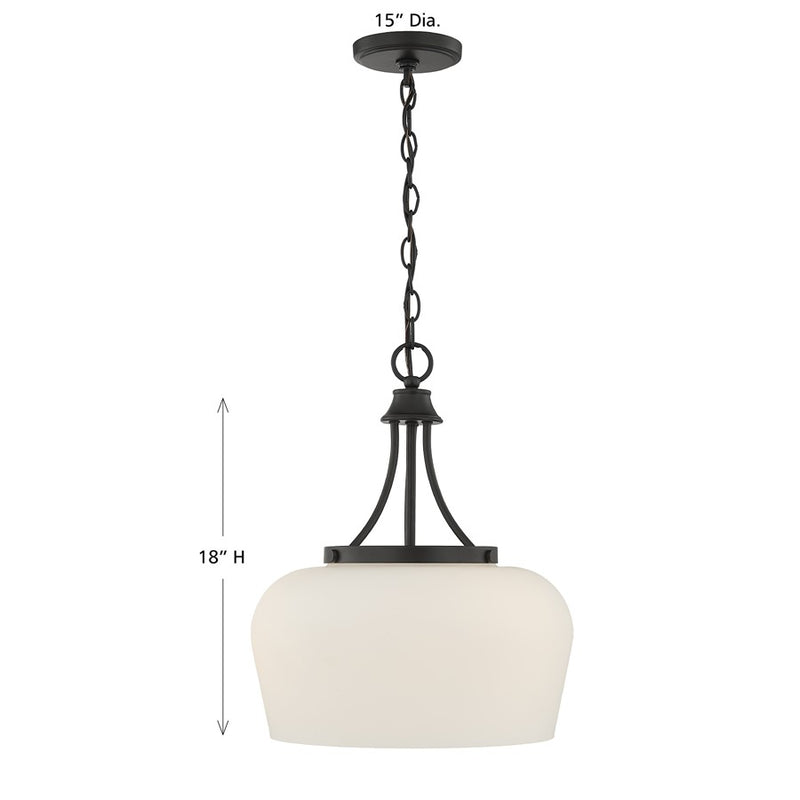 Savoy House Essentials Octave 3 Lt Pendant, White, Matte Black