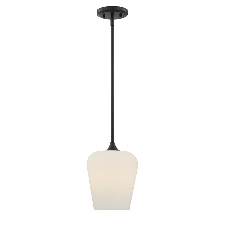 Savoy House Essentials Octave 1 Lt Pendant, White, Matte Black - 7-6036-1-BK