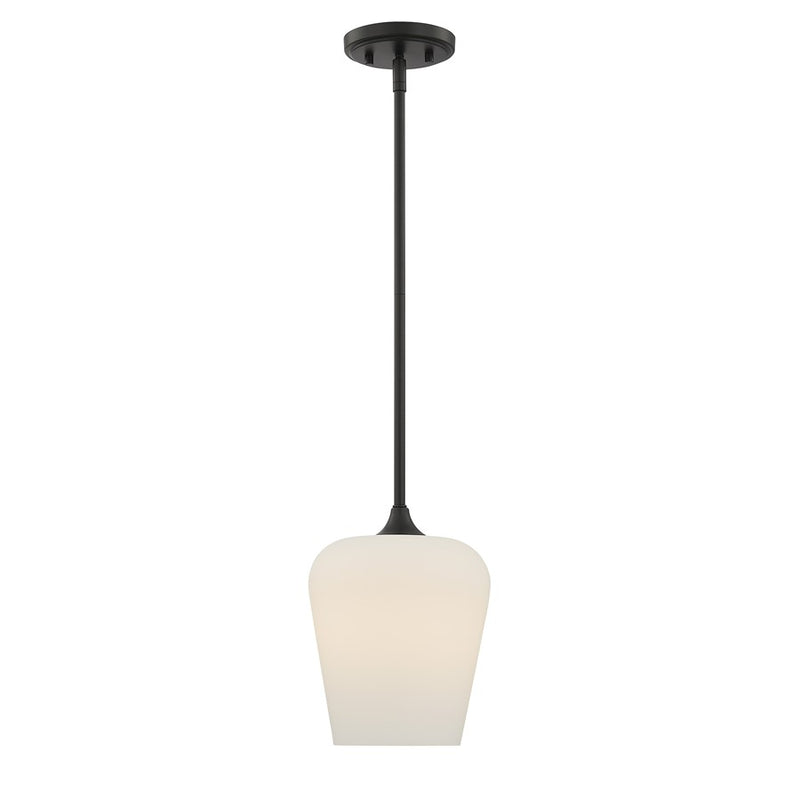 Savoy House Essentials Octave 1 Lt Pendant, White, Matte Black
