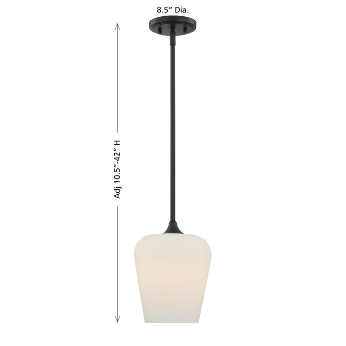 Savoy House Essentials Octave 1 Lt Pendant, White, Matte Black