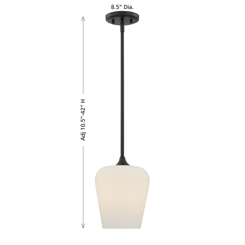 Savoy House Essentials Octave 1 Lt Pendant, White, Matte Black