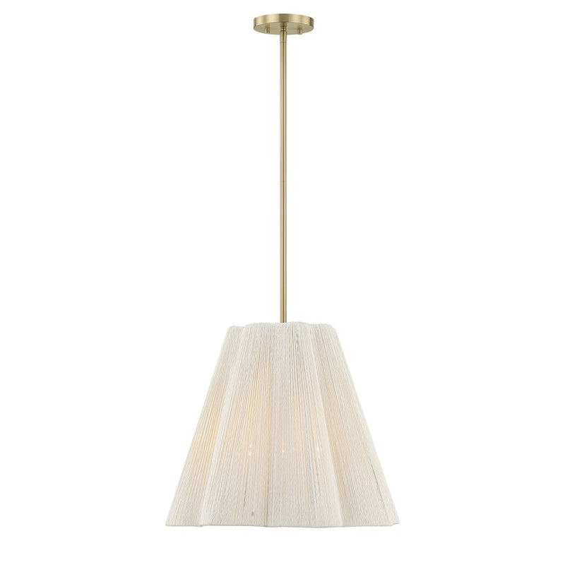 Savoy House Rosa 4Lt Pendant, White Cotton, Noble Brass