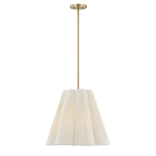 Savoy House Rosa 4Lt Pendant, White Cotton, Noble Brass - 7-6083-4-127