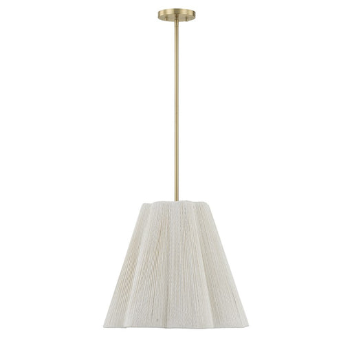 Savoy House Rosa 4Lt Pendant, White Cotton, Noble Brass