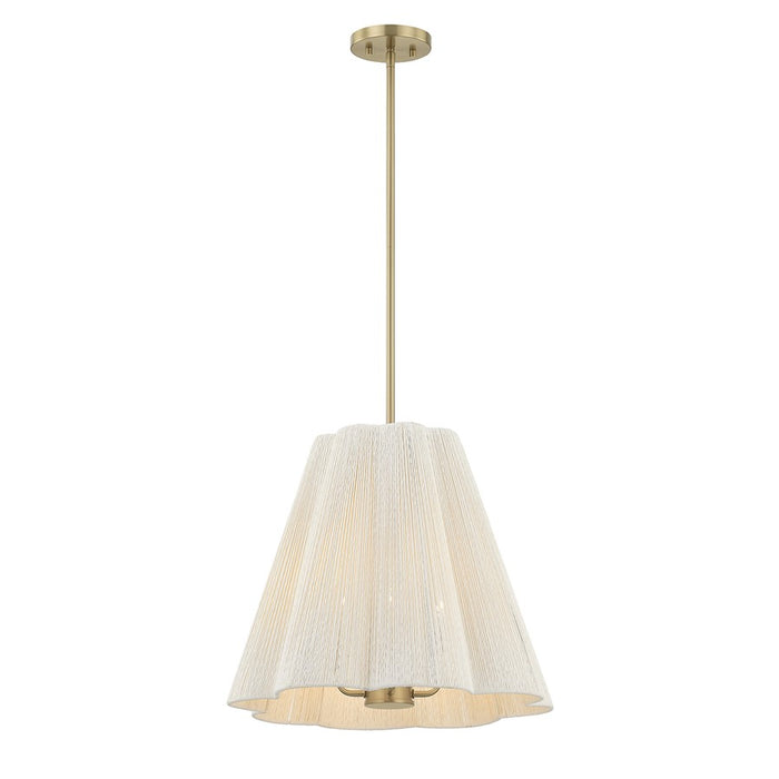 Savoy House Rosa 4Lt Pendant, White Cotton, Noble Brass