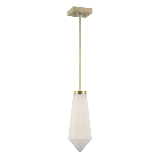 Savoy House Leland 1 Lt Mini-Pendant, White, Noble Brass - 7-6121-1-127