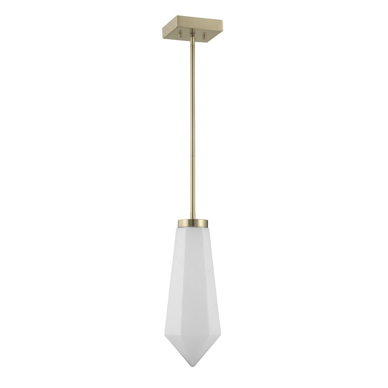 Savoy House Leland 1 Lt Mini-Pendant, White, Noble Brass