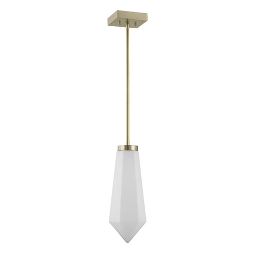 Savoy House Leland 1 Lt Mini-Pendant, White, Noble Brass