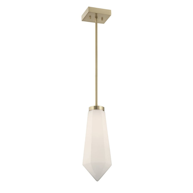 Savoy House Leland 1 Lt Mini-Pendant, White, Noble Brass