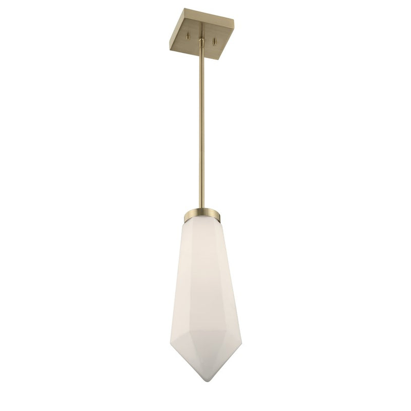 Savoy House Leland 1 Lt Mini-Pendant, White, Noble Brass