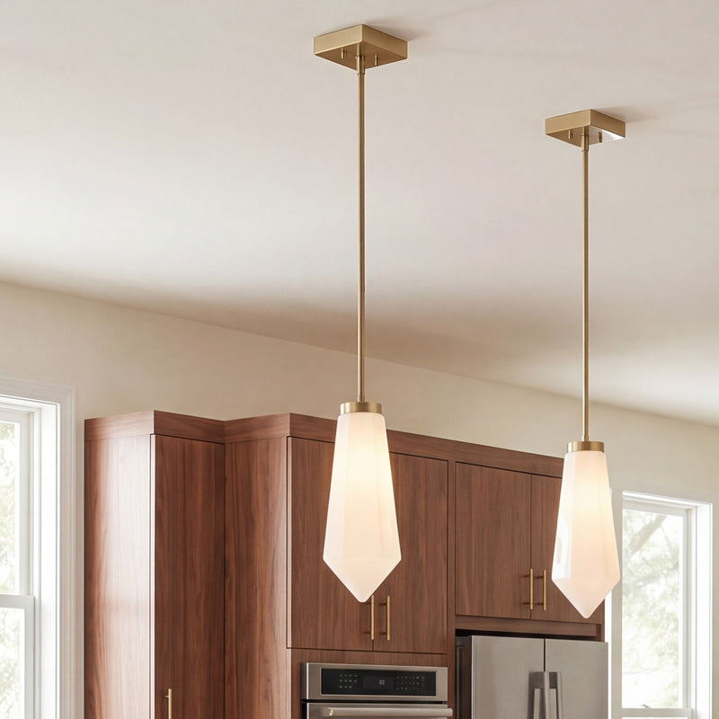 Savoy House Leland 1 Lt Mini-Pendant, White, Noble Brass