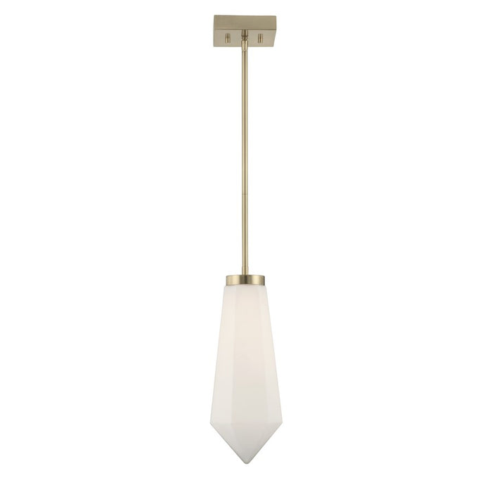 Savoy House Leland 1 Lt Mini-Pendant, White, Noble Brass
