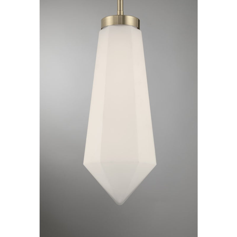 Savoy House Leland 1 Lt Mini-Pendant, White, Noble Brass