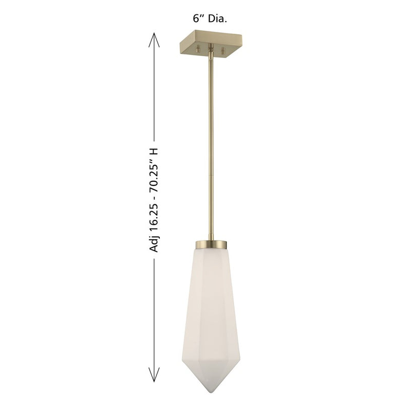 Savoy House Leland 1 Lt Mini-Pendant, White, Noble Brass