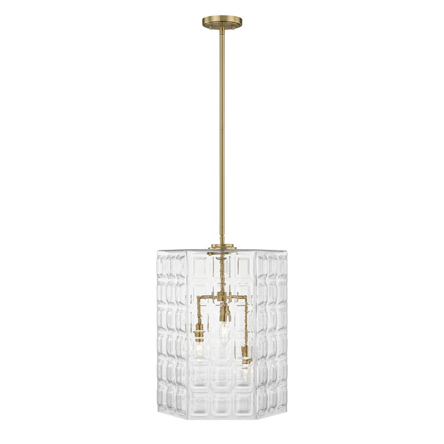 Savoy House Reddick 3 Lt Pendant, Clear, Warm Brass - 7-6209-3-322