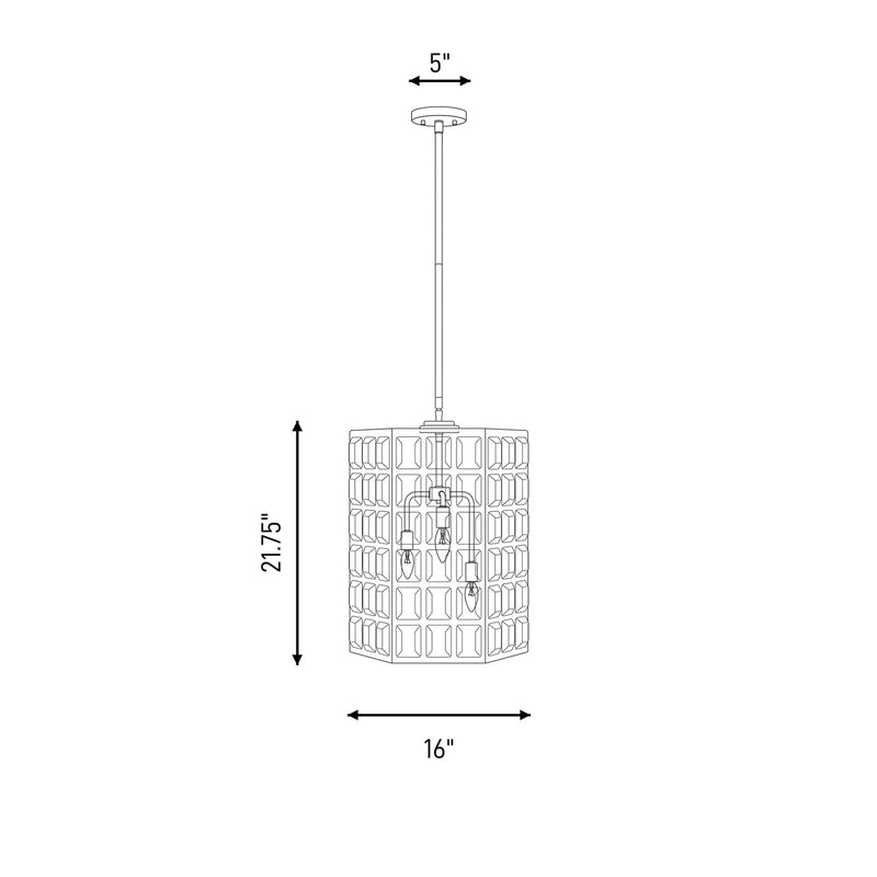 Savoy House Reddick 3 Lt Pendant, Clear, Warm Brass