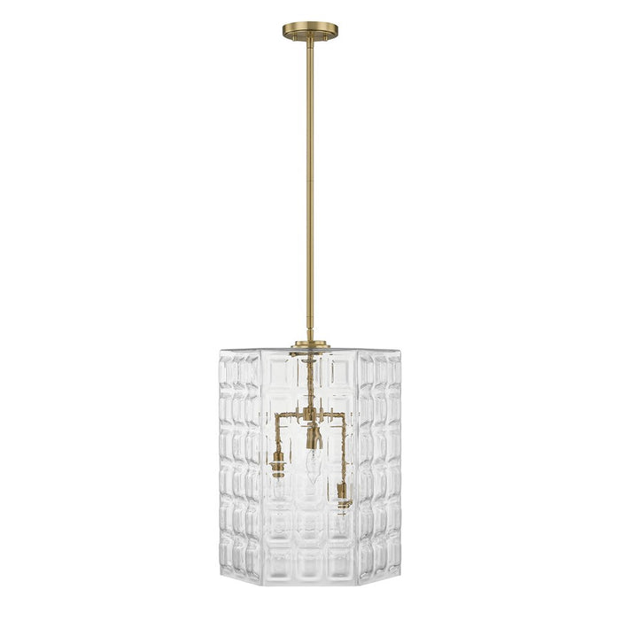 Savoy House Reddick 3 Lt Pendant, Clear, Warm Brass