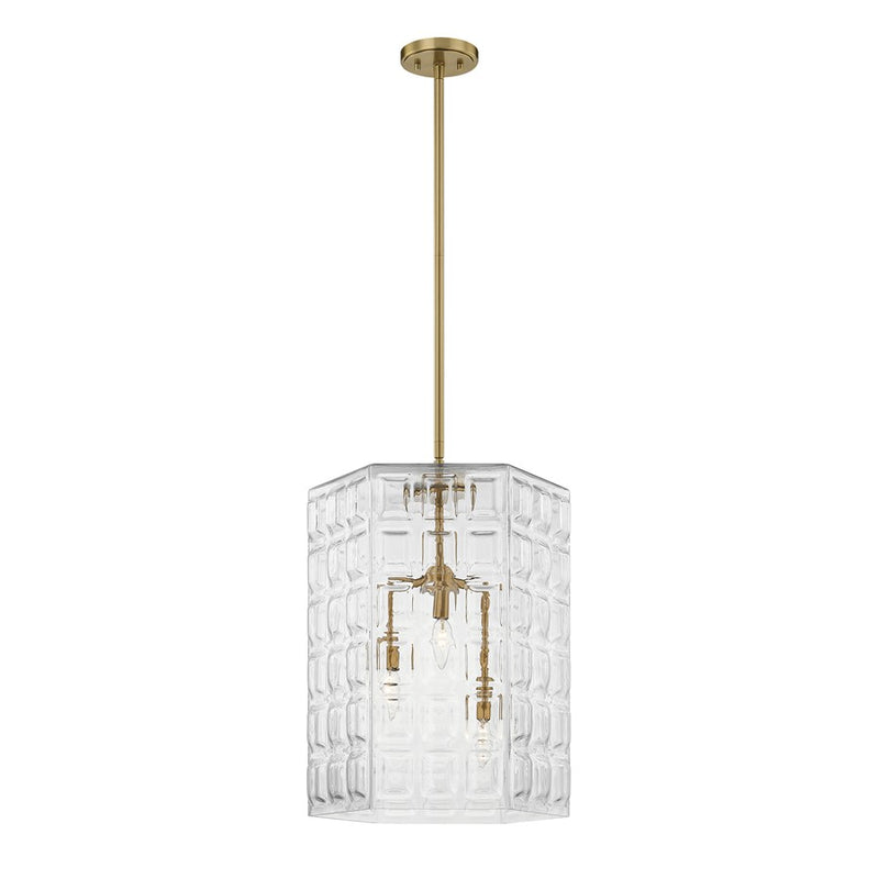 Savoy House Reddick 3 Lt Pendant, Clear, Warm Brass