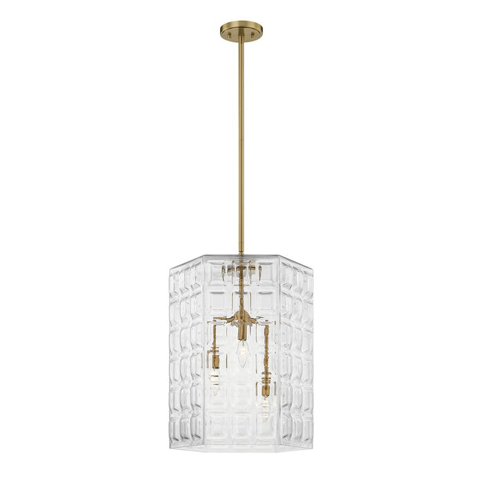 Savoy House Reddick 3 Lt Pendant, Clear, Warm Brass