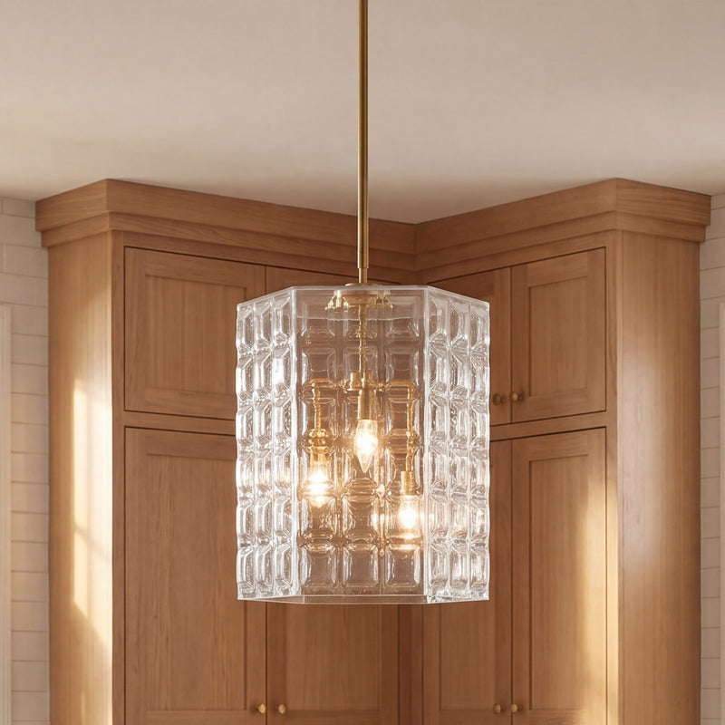 Savoy House Reddick 3 Lt Pendant, Clear, Warm Brass
