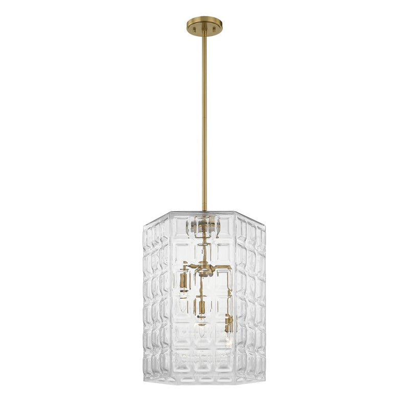 Savoy House Reddick 3 Lt Pendant, Clear, Warm Brass