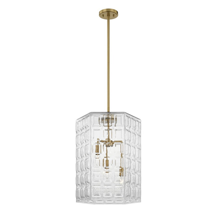 Savoy House Reddick 3 Lt Pendant, Clear, Warm Brass