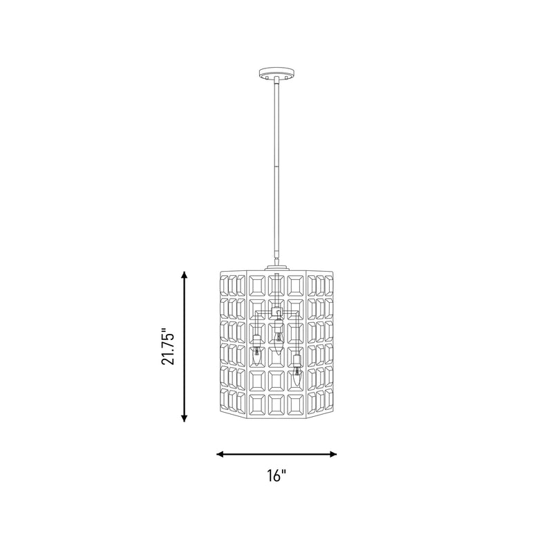 Savoy House Reddick 3 Lt Pendant, Clear, Warm Brass