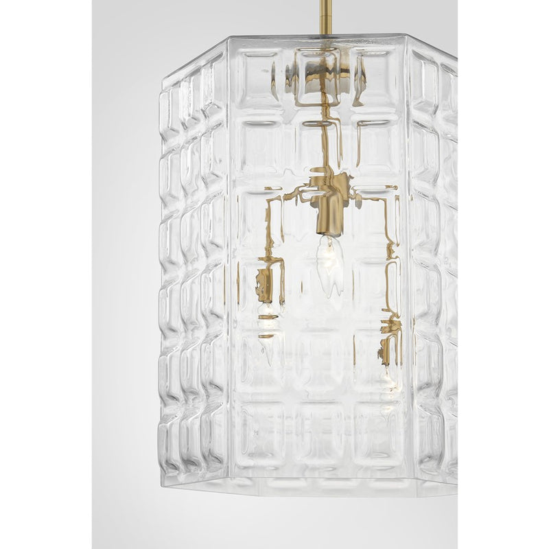 Savoy House Reddick 3 Lt Pendant, Clear, Warm Brass