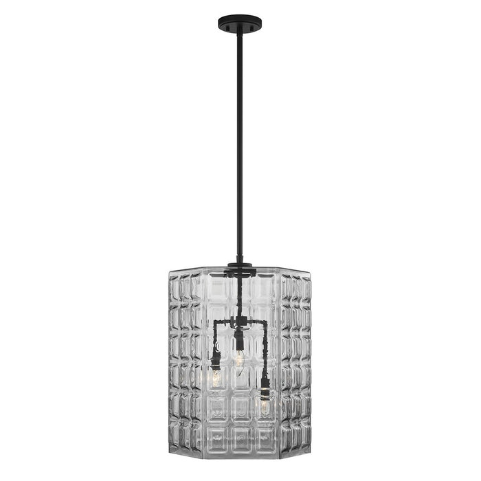 Savoy House Reddick 3 Lt Pendant, Clear Geometric, Matte Black - 7-6209-3-89