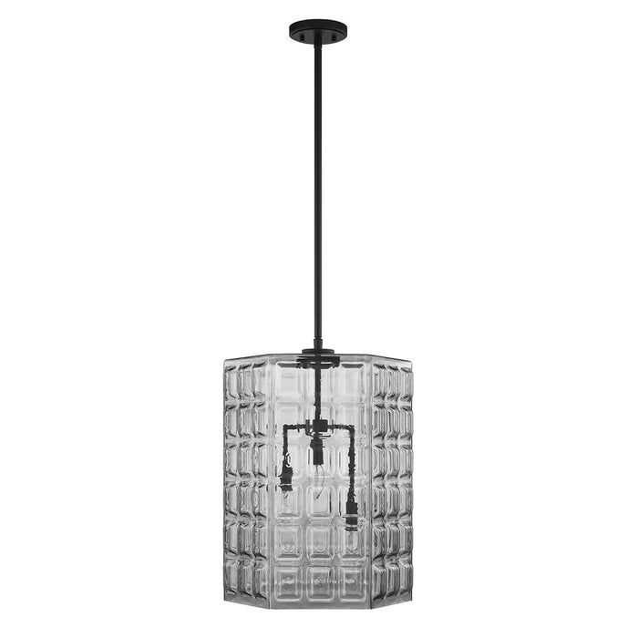 Savoy House Reddick 3 Lt Pendant, Clear Geometric, Matte Black