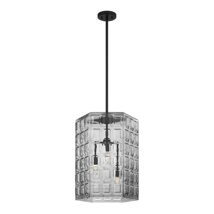 Savoy House Reddick 3 Lt Pendant, Clear Geometric, Matte Black