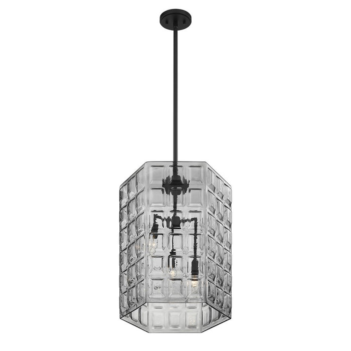Savoy House Reddick 3 Lt Pendant, Clear Geometric, Matte Black