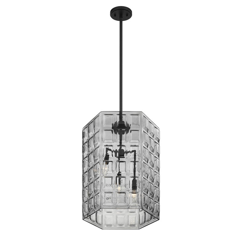 Savoy House Reddick 3 Lt Pendant, Clear Geometric, Matte Black