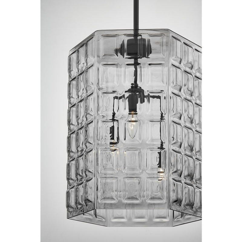 Savoy House Reddick 3 Lt Pendant, Clear Geometric, Matte Black