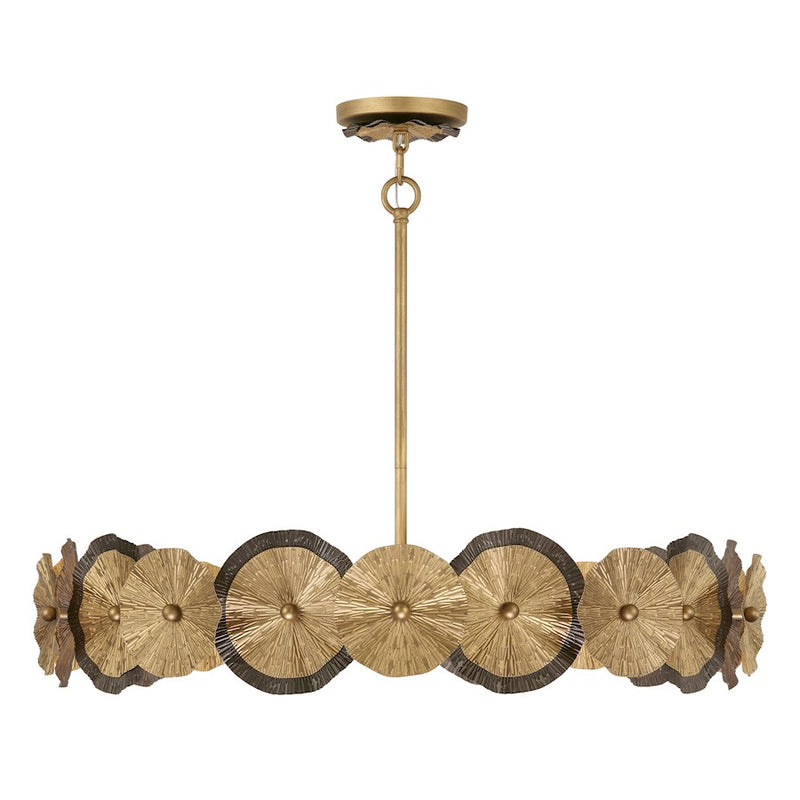 Savoy House Lincoln 5 Light Pendant, Distressed Gold and Bronze