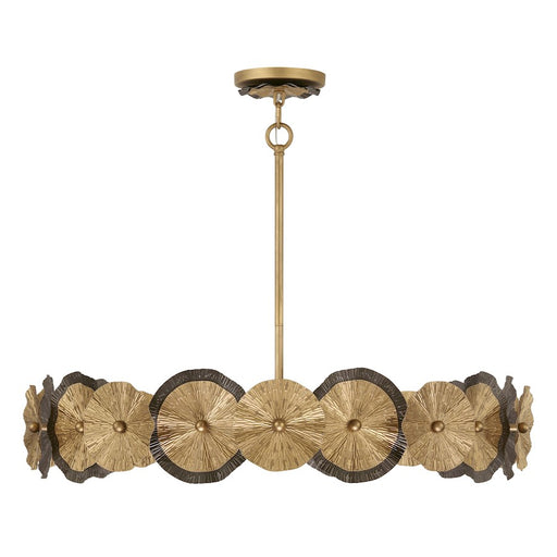 Savoy House Lincoln 5 Light Pendant, Distressed Gold and Bronze