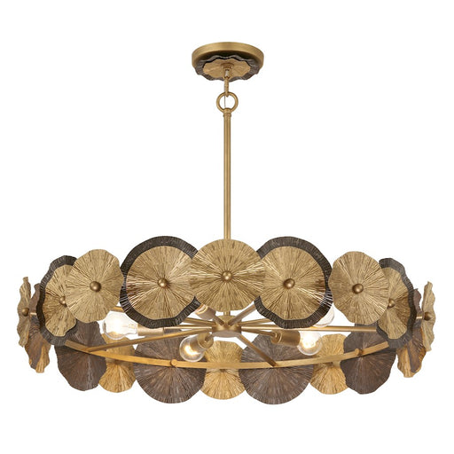 Savoy House Lincoln 5 Light Pendant, Distressed Gold and Bronze