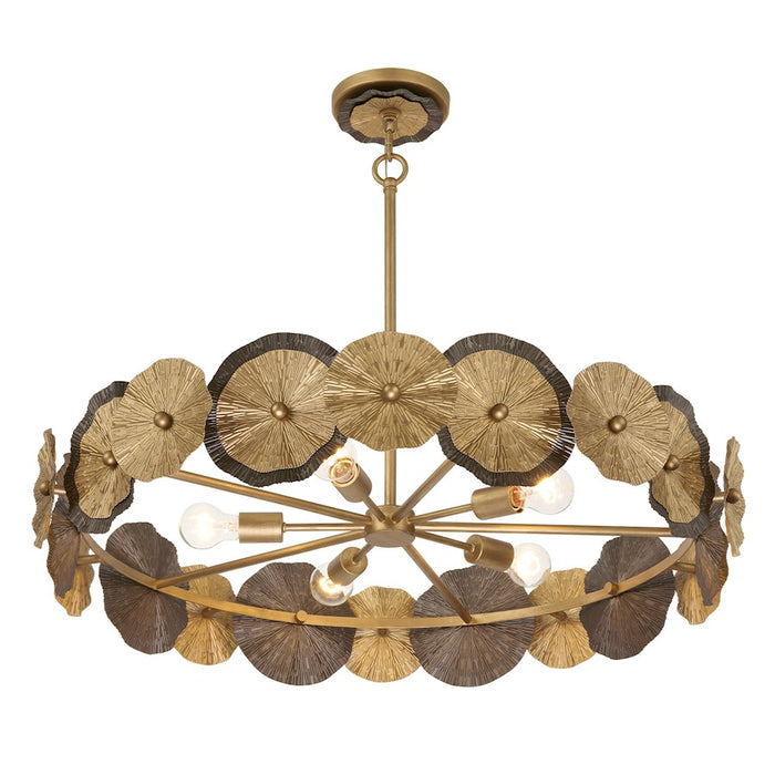 Savoy House Lincoln 5 Light Pendant, Distressed Gold and Bronze