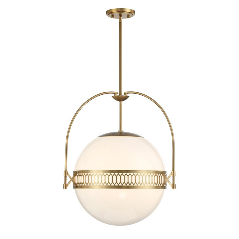 Savoy House Thornhill 3 Light Pendant, Warm Brass/Strie