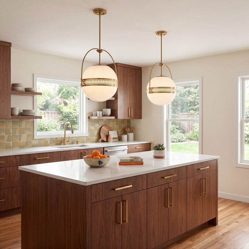Savoy House Thornhill 3 Light Pendant, Warm Brass/Strie