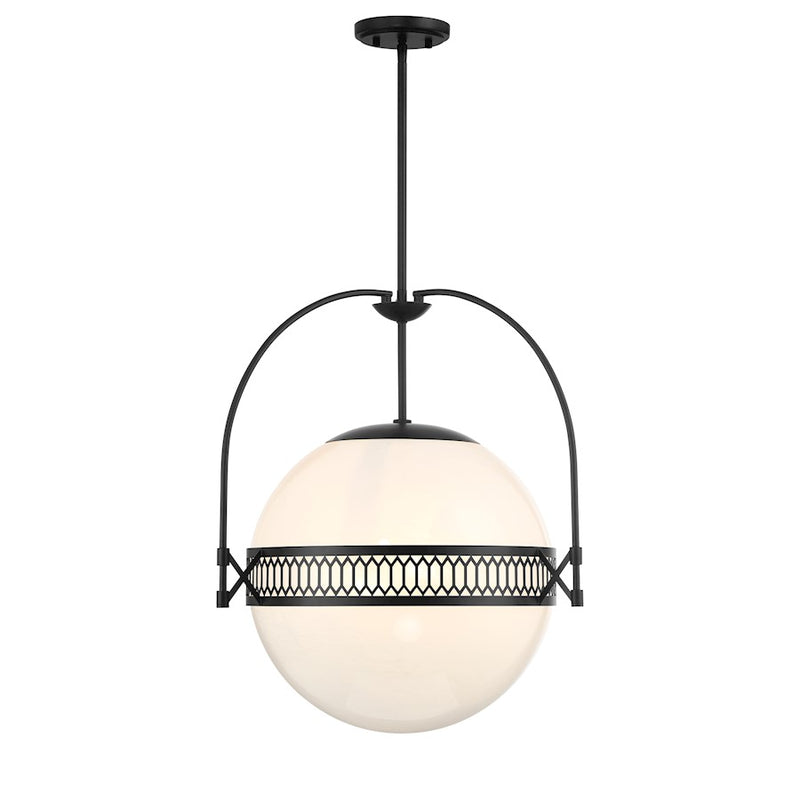 Savoy House Thornhill 3 Light Pendant, Matte Black/Strie