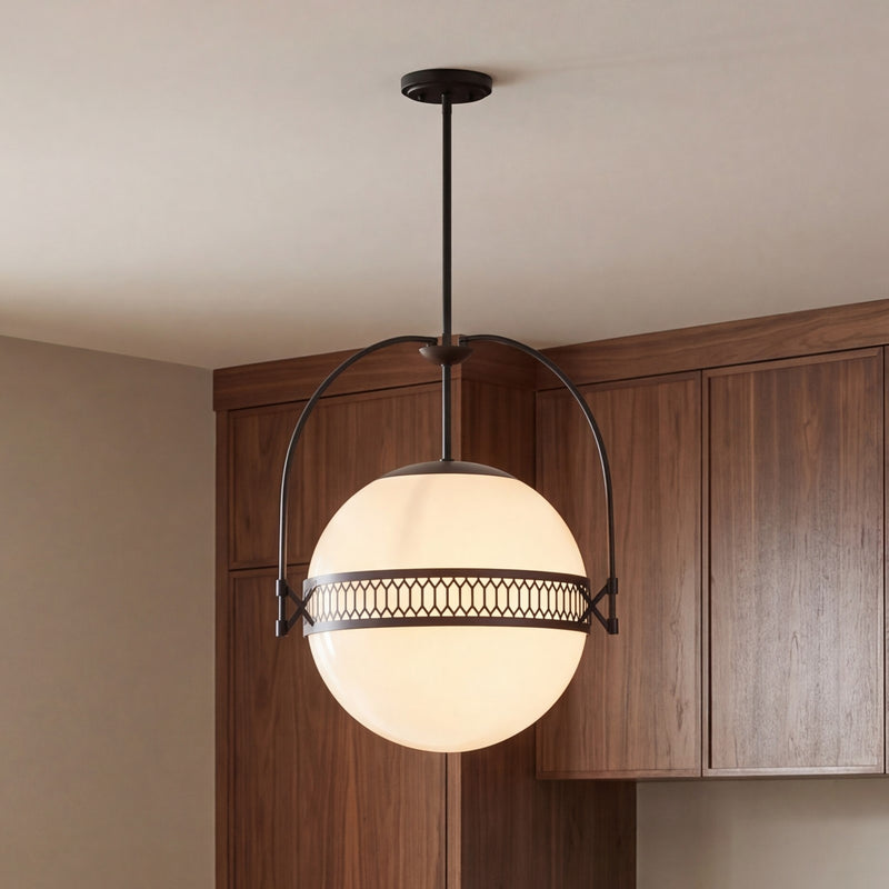 Savoy House Thornhill 3 Light Pendant, Matte Black/Strie