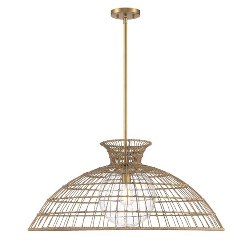 Savoy House Lanai 1 Light Pendant, Warm Brass/Clear Seeded