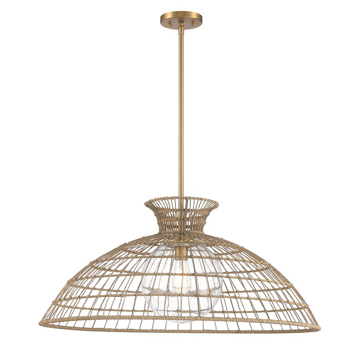 Savoy House Lanai 1 Light Pendant, Warm Brass/Clear Seeded