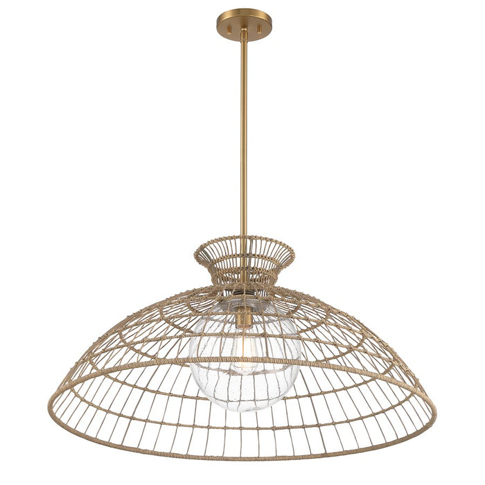 Savoy House Lanai 1 Light Pendant, Warm Brass/Clear Seeded