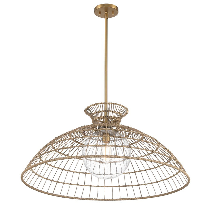 Savoy House Lanai 1 Light Pendant, Warm Brass/Clear Seeded
