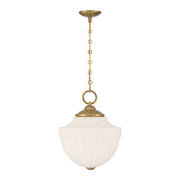 Savoy House Montrose 14in 1-Light Pendant | Vintage Warm Brass and White Opal Glass | Kitchen Island & Dining Room | 14 x 14 x 16.38 | Model 7-6999-1-322