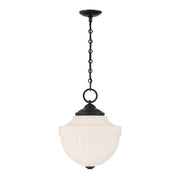 Savoy House Montrose 14in 1-Light Pendant | Vintage Industrial Matte Black and White Opal Glass | Kitchen Island & Dining Room | 14 in | Model 7-6999-1-89