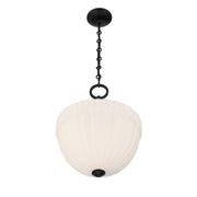 Savoy House Montrose 14in 1-Light Pendant | Vintage Industrial Matte Black and White Opal Glass | Kitchen Island & Dining Room | 14 in | Model 7-6999-1-89