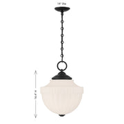Savoy House Montrose 14in 1-Light Pendant | Vintage Industrial Matte Black and White Opal Glass | Kitchen Island & Dining Room | 14 in | Model 7-6999-1-89